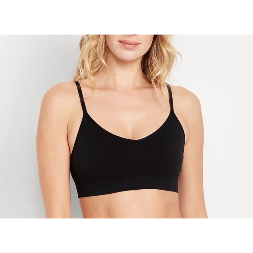 Old Navy NWT Womens XXL Black Seamless Rib-Knit Bralette Adjustable Straps